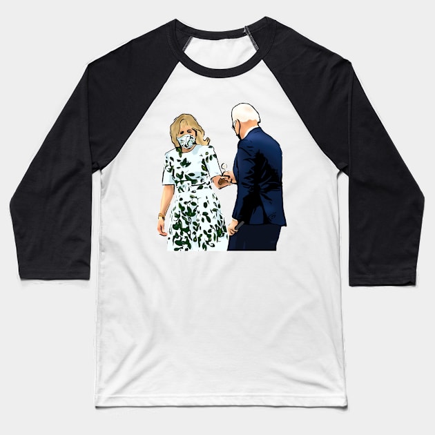 Joe Biden Picks a Dandelion Baseball T-Shirt by GrellenDraws